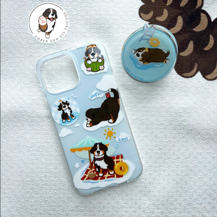 Luxury IMD Phone Case + Magnetic Holder Set – Bernese Mountain Dog Artwork