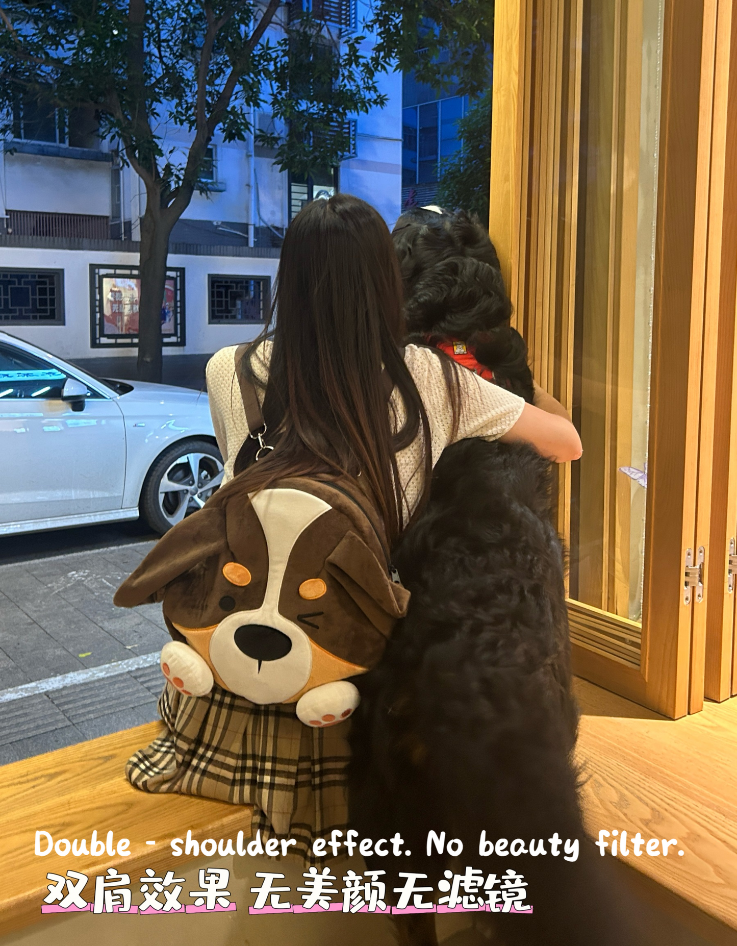 Cute Bernese Mountain Dog Double Shoulder Bag with Coin Purse – Handmade & Durable